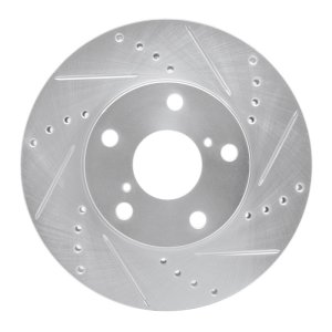 Toyota RAV4 Brake Rotor (1) - Front Right - R1 Concepts - Drilled & Slotted - Silver - `01-`05 Toyota RAV4 Brake Rotor (1) - Front Right - R1 Concepts - Drilled & Slotted - Silver - `01-`05